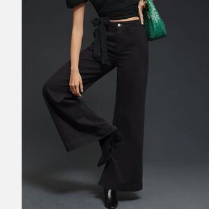 Anthropologie Pilcro Black Pleated Wide-Leg Classic High Rise Trousers Size 30